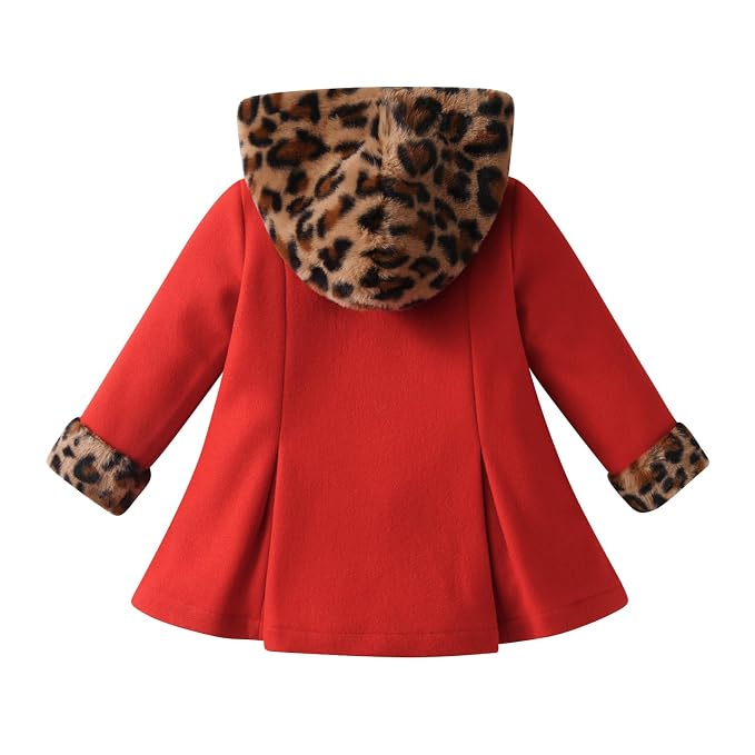 Chaqueta de Fleece Térmica con Capucha de Leopardo