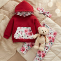 Conjunto de Suéter con Capucha, Pantalón Floral y Diadema (R)