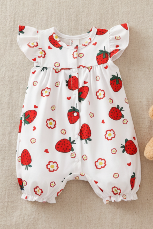 Mameluco de Verano para Bebé con Estampado de Frutas