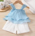 Conjunto Plisado de Blusa con Vuelo y Short (2 piezas)