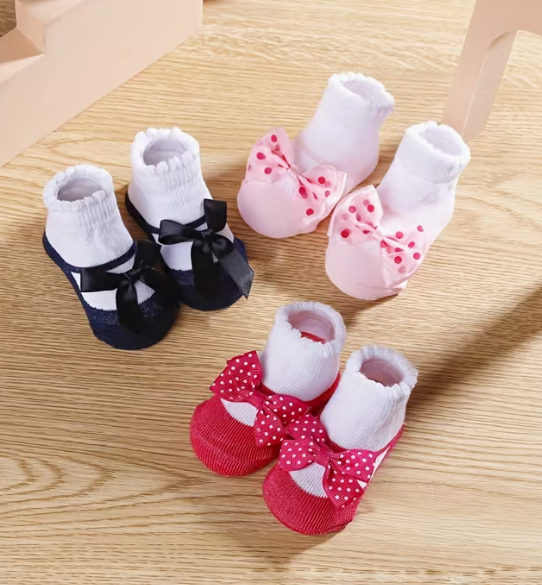 1x Par de Calcetines con Lazo para Bebé Niña