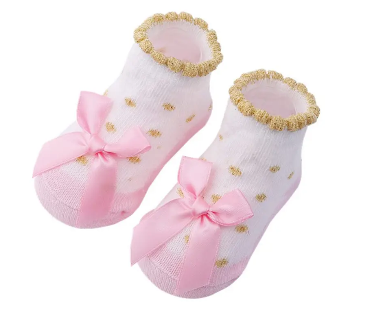 1x Par de Calcetines con Lazo para Bebé Niña