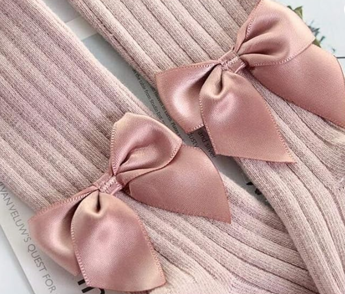 Medias Leggings de Algodón para Bebé Niña con Lazo