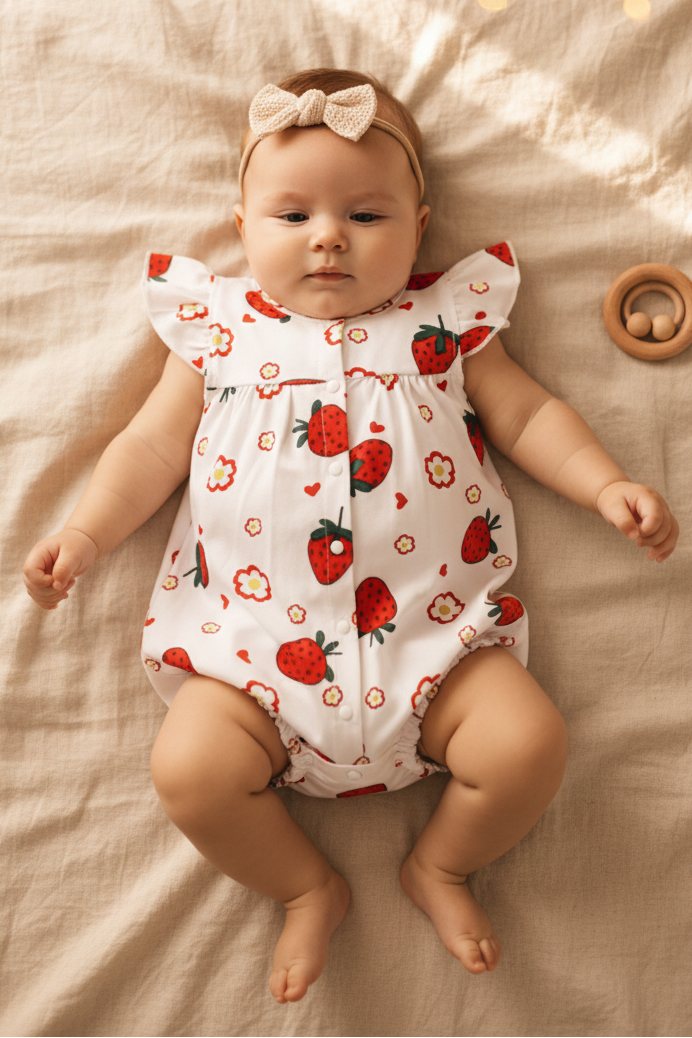 Mameluco de Verano para Bebé con Estampado de Frutas