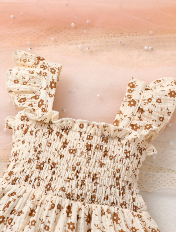 Conjunto Floral para Bebé Niña con Vestido y Diadema – 2 Piezas