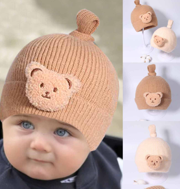 Gorro de Punto con Orejitas de Oso para Bebé