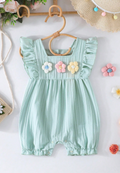 Mameluco para Bebé Niña con Volantes y Flores Tejidas