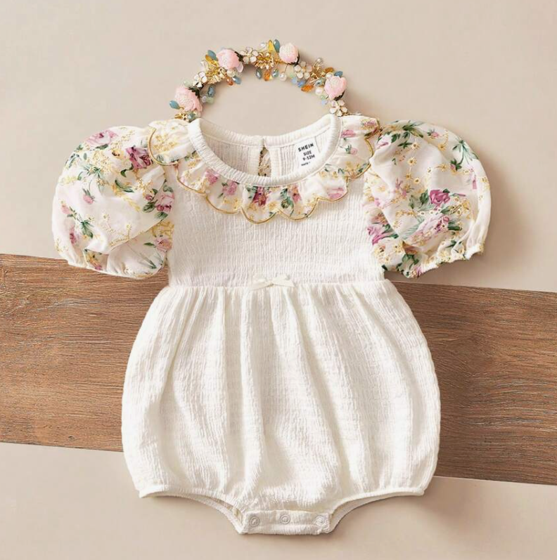 Mameluco Floral para Bebé Niña con Cuello