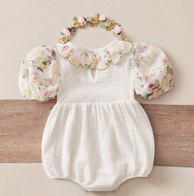 Mameluco Floral para Bebé Niña con Cuello