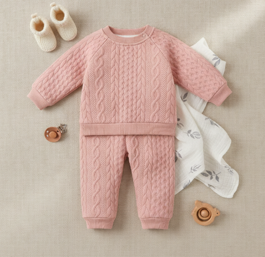 Conjunto Tejido para Bebé de 2 Piezas con Suéter y Pantalón