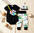 Conjunto para Bebé Niño de 3 Piezas con Mameluco, Pantalón y Gorro