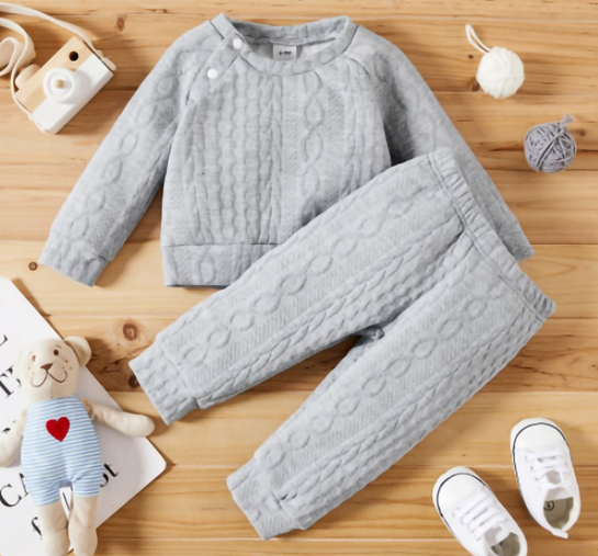 Conjunto Tejido para Bebé de 2 Piezas con Suéter y Pantalón