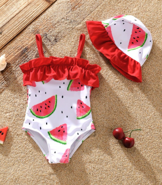 Traje de Baño de Sandía con Sombrero – 2 Piezas