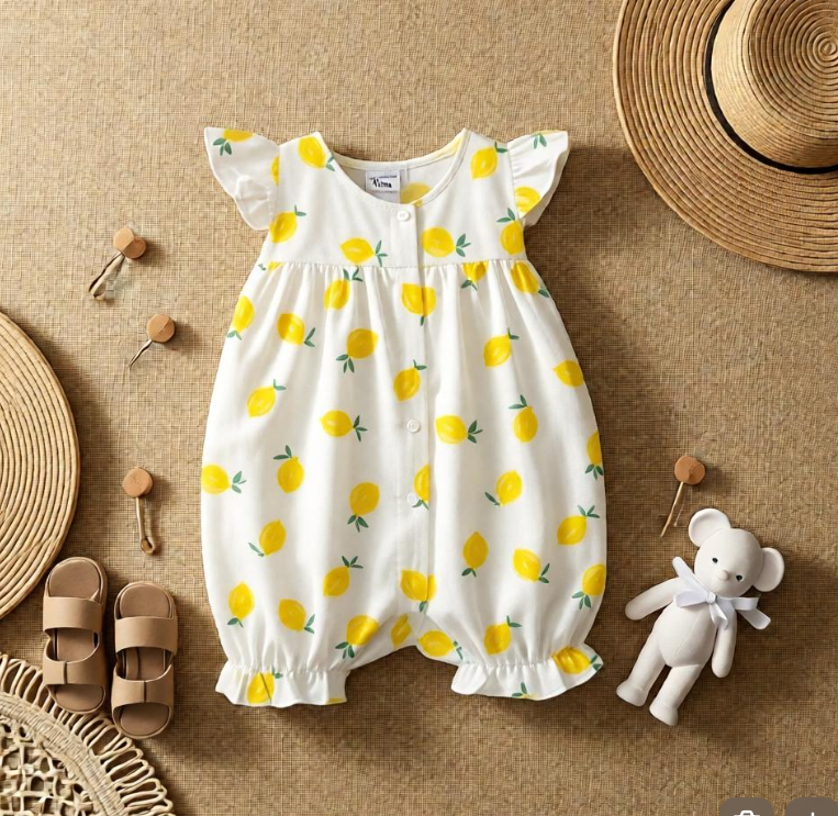 Mameluco de Verano para Bebé con Estampado de Frutas (Limón)