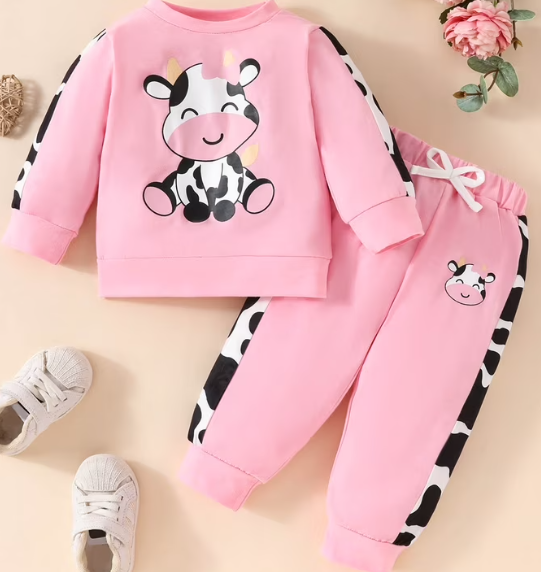 Conjunto de Sudadera y Pantalón de Vaca  – 2 Piezas