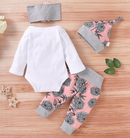 Conjunto de Mameluco, Pantalón, Gorrito y Diadema