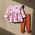 Conjunto de Camiseta con Estampado Animal y Leggings con Lazo