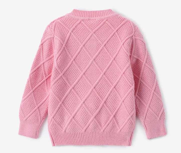 Cárdigan de Punto Trenzado para Bebé en Color Rosa