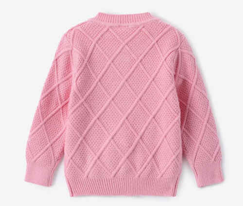 Cárdigan de Punto Trenzado para Bebé en Color Rosa