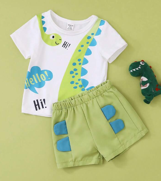 Conjunto de Dinosaurios (2 Piezas) – Camiseta y Shorts