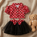 Conjunto Retro de Lunares con Falda Tutú (2 Piezas)