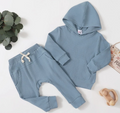 Sudadera con Capucha y Jogger en Tejido Acanalado Azul (2 piezas)