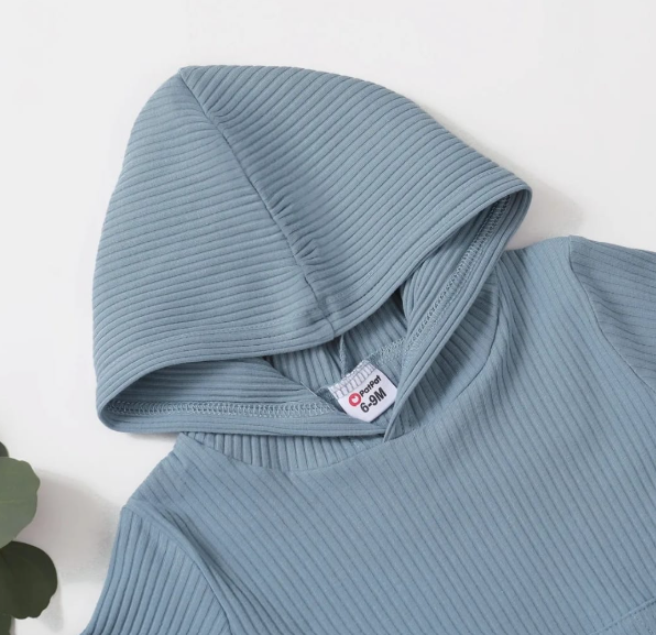 Sudadera con Capucha y Jogger en Tejido Acanalado Azul (2 piezas)