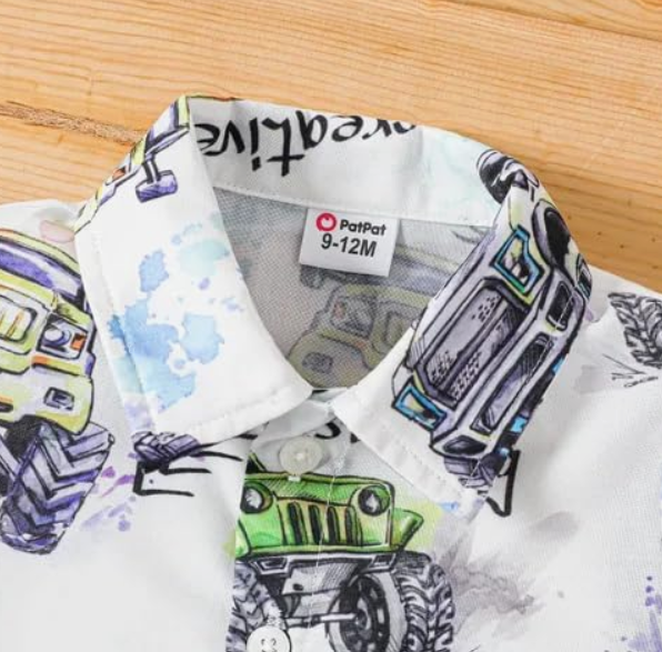 Conjunto de Camisa de Camiones Monstruo y Short Azul Marino (2 piezas)