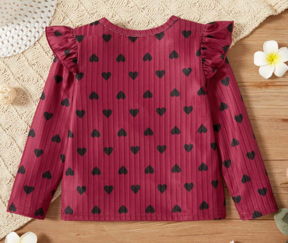 Blusa Acanalada de Corazones (1 pieza)