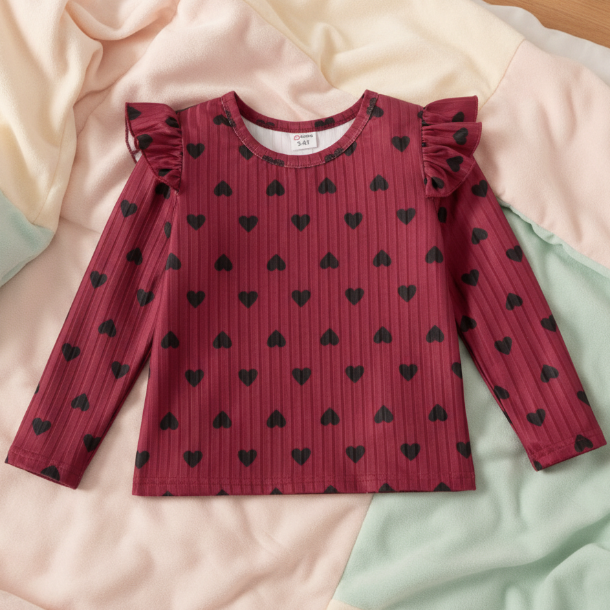 Blusa Acanalada de Corazones (1 pieza)