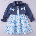 Conjunto de Vestido Floreado y Torera de Pana (2 piezas)