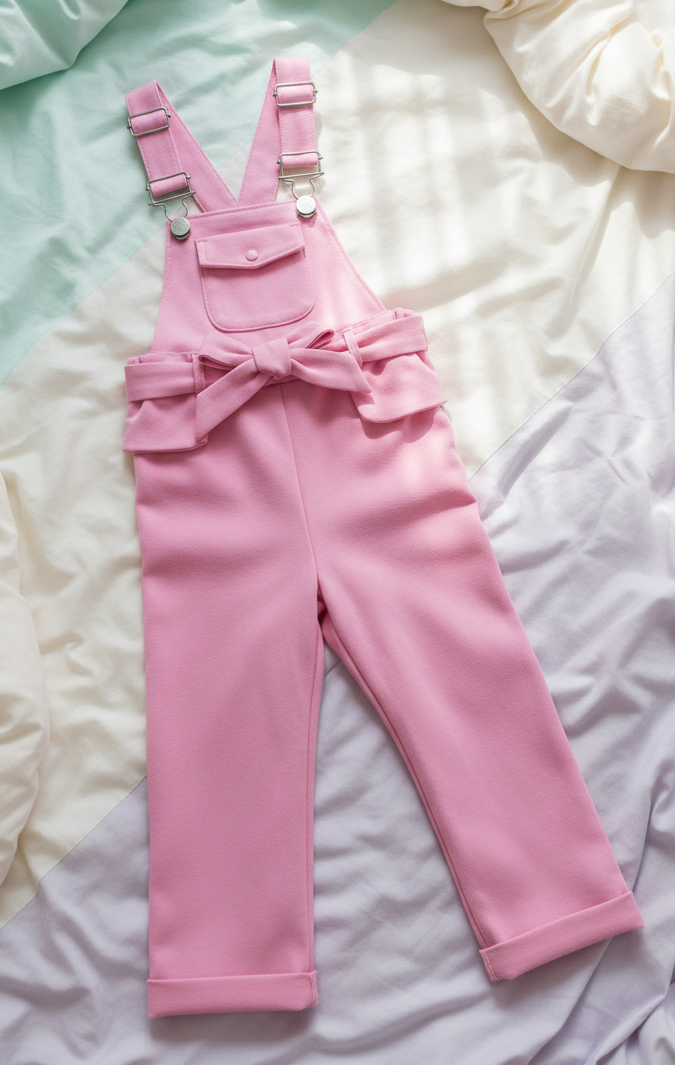 Jumper Enterizo Rosado con Lazo (1 pieza)