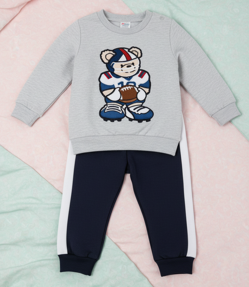Conjunto Deportivos de Sudadera de Osito Futbolista y Pants (2 piezas)