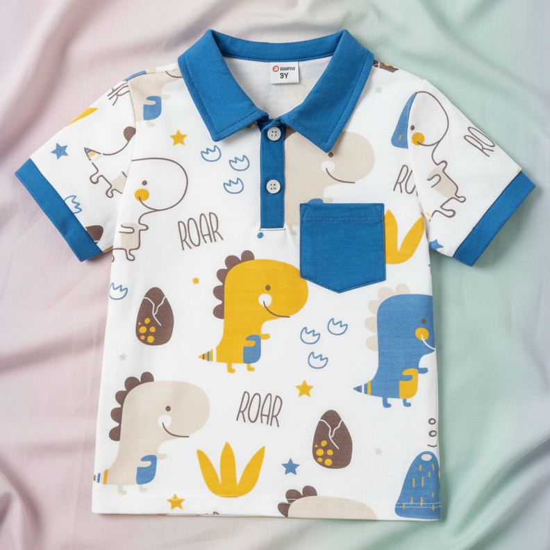 Playera Tipo Polo de Dinosaurios "ROAR" (1 pieza)
