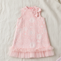 Vestido Floral Elegante en Rosa Pastel con Tul
