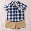 Conjunto Casual de Camisa a Cuadros con Pajarita y Short (2 piezas)