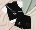 Conjunto Deportivo "Air" con Riñonera Simulada y Short Negro (2 piezas)