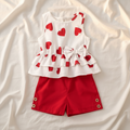 Conjunto Veraniego de Blusa con Corazones y Short Rojo (2 piezas)