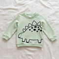 Camiseta de Manga Larga Verde Agua con Dinosaurio (1 pieza)