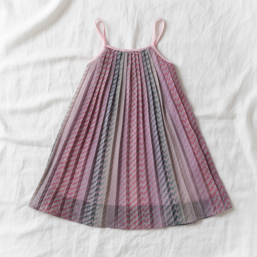 Vestido Plisado Multicolor de Tirantes (1 pieza)