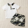Conjunto Formal de Camisa Tipo Polo y Short Camuflado (2 piezas)