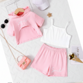 Conjunto Moderno de Sudadera Corta, Top y Short "Smile" (3 piezas)