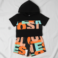 Conjunto Urbano de Sudadera de Manga Corta y Short con Letras (2 piezas)