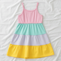 Vestido Casual de Tirantes en Bloques de Color Pastel (1 pieza)