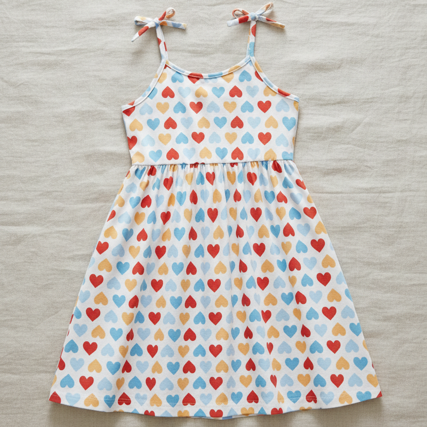 Vestido de Tirantes con Estampado de Corazones Multicolor (1 pieza)